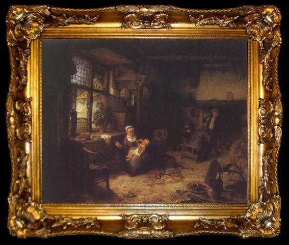 framed  Adriaen van ostade Interior with Peasants, ta009-2
